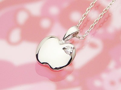 画像1: アップル（りんご）天然誕生石ペンダント/プラチナ[ダイヤモンド]※ネックレスチェーンは別売りです