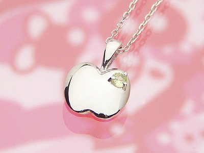 画像1: アップル（りんご）天然誕生石ペンダント/プラチナ[ペリドット]※ネックレスチェーンは別売りです