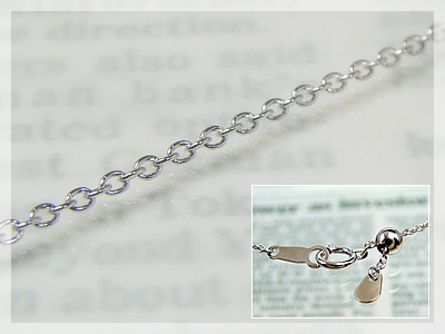 丸アズキネックレス：スライド調整式(長さ45cm：幅1.3mm)/ホワイトゴールドK10
