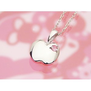 画像: アップル（りんご）天然誕生石ペンダント/プラチナ[ピンクトルマリン]※ネックレスチェーンは別売りです